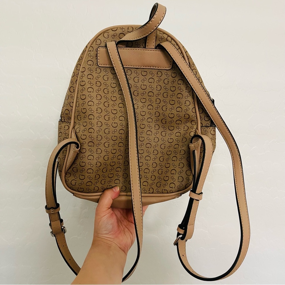 Guess Brown Mini Backpack With Monogram Design - image 7